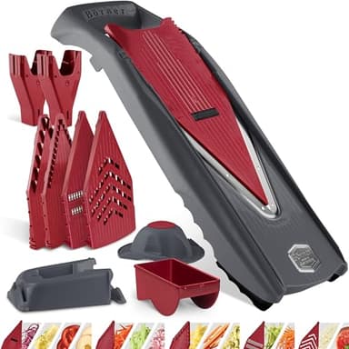 Coupe-Légumes Börner Vital (Profi Set) • 12 Styles de Coupe • Mandoline en Acier Inoxydable • Coupe Légumes avec Fonction Assaisonnement • Pour couper en Tranches, Juliennes, Dés