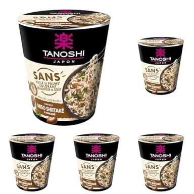 TANOSHI Cup Nouilles japonaises instantanées - Saveur Miso Shiitaké et Wakamé - 64 g - Pour 1 personne (Lot de 5)