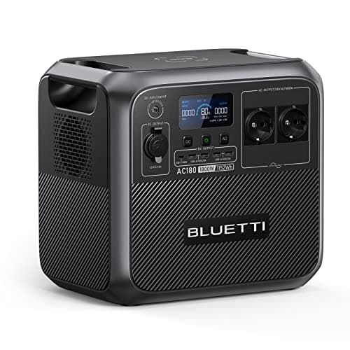 BLUETTI AC180 Générateur Électrique Portable, 1152Wh Batterie LiFePO4 avec 2 Sorties CA 1800W (2700W Pic), 0-80% en 45 Min pour Camping-car, Routier, Le Produit n'a pas été Utilisé (Reconditionné)