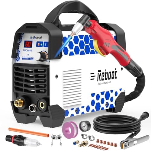 Reboot Couteau à Plasma 60Amp, Inverseur IGBT Numérique 240V, Guide de rouleau PT-31 avec double roues, Easy Cut puissant,Idéal pour les Projets DIY et Indu,RBC6000 5GEN