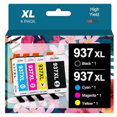 937e 937eXL 937XL Cartouches d'encre de rechange pour HP 937 XL Multipack compatible avec HP Officejet Pro 9110b 9720b 9130b 9720 9730 9110e 9120e 9130e 9120b (1 noir, 1 cyan, 1 magenta Jaune/jaune Ow