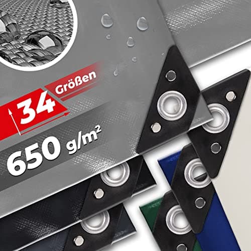 Bâche à œillets - PVC 650 g/m² - Imperméable, résistant aux intempéries, Protection UV, Choix de Couleur, Bords renforcés, bâche de Jardin, bâche de Protection, bâche de Camion, Voiture