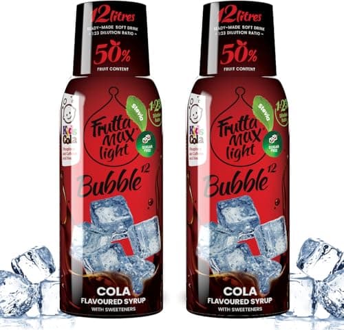 FruttaMax Sirop de Cola Sans Sucre – 50% de Fruit Réel | Sirop à Faible Teneur en Calories pour Sodas, Cocktails & Desserts – 2 x 500 ml