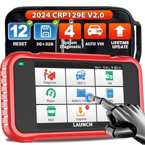 Launch CRP129E V2.0 Elite Valise Diagnostic Auto ABS/SRS/TCM/Moteur 4 systèmes 12 Réinitialisation Huile/EPB/SAS/ABS/TPMS/BMS/AFS/DPF/Ad-Blue/injecteurs/AFS Réinitialisatio Calibration A/F Auto VIN