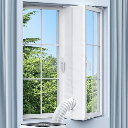 Kit Calfeutrage Climatiseur, Calfeutrage Fenetre Climatiseur Mobile, pour Climatiseurs et Séchoirs Mobiles, pour Fenêtres à Battants, Lucarnes, Aucun Perçage Requis, Facile à Installer, Blanc, 400 cm