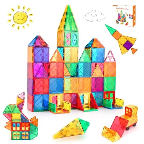 LeagoEra Blocs Construction Magnétiques Enfants Jouet 70 Pièces -3D Jeux Cadeau pour Enfants Construction Magnetique Enfant 3 4 5 6 7 8 Ans
