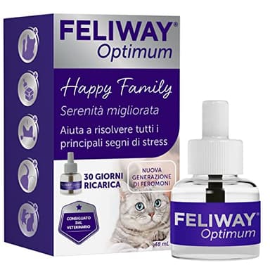 FELIWAY Optimum 1 x 30 Jours Recharge apaisante pour diffuseur de phéromones, 48 ML - Aide à résoudre Tous Les Signes communs de Stress chez Les Chats et Chatons. Recommandé par Les vétérinaires