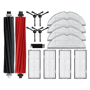Liveryde Pièces de rechange compatibles avec Roborock S8 / S8 Plus Robot Aspirateur, 1 brosse à double rouleau, 4 brosses latérales, 4 filtres Hepa, 4 chiffons de vadrouille pack de rechange