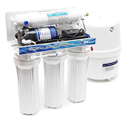 Naturewater Système osmose inverse 5 étapes (RO) – 357 x 181 x 200 mm – 180 l/jour – avec pompe de surpression et soupape manuelle – Filtre charbon actif et sédiments – Eau potable