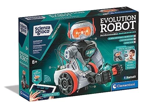 Clementoni Science et Jeu Robotics - Evolution Robot 2.0 à Construire et à Programmer, pour Enfants 8 Ans, télécommandé, avec Moteurs électriques et LED, fabriqué en Italie, Langue Italienne, 19305