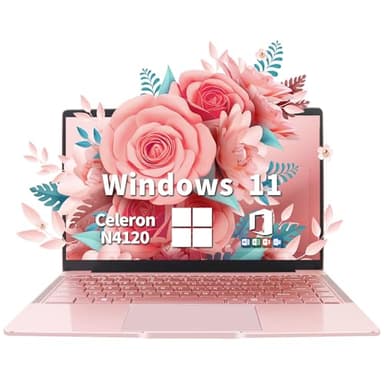 LONGEVINCE Ordinateur Portable 14 Pouces, 8 Go de RAM, DDR4, Ultrabook, IPS 1920 x 1080, Celeron N4120,sous Windows 11, avec Protection de Clavier AZERTY en français(Or Rose, 8GB+128G SSD)