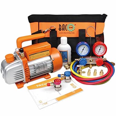BACOENG Pompe a Vide Climatisation, Kit Recharge Climatisation Voiture pour R134A R410A R407C R32, Pompe à Vide Frigoriste pour HVAC/Auto AC