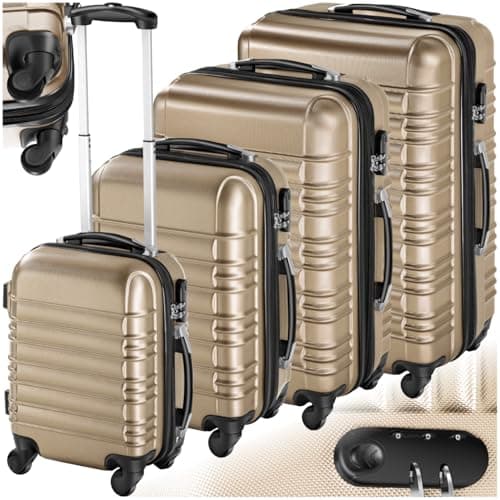 TecTake® Set de Valise de Voyage 4 Tailles Valise Grande Taille Valise Cabine Petite Valise Sacs de Voyage Valise Maternité ABS avec roulettes Pivotantes 360° Cadenas Poignée télescopique
