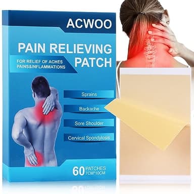 ACWOO Patchs Anti-Douleur, 60Pcs Patchs de Soulagement de la Douleur, Pansement Anti-Douleur, pour Douleurs Aux Épaules, Douleurs Dorsales, Douleurs Aux Genoux, Douleurs Arthritiques