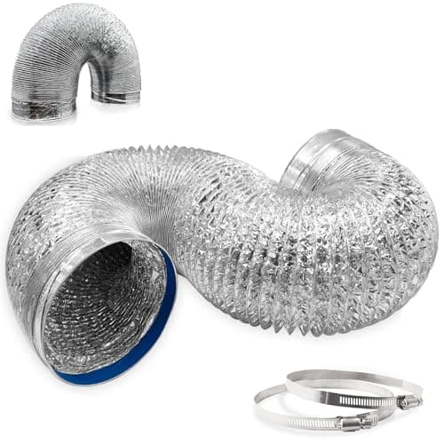Brogachy Ø150mm Tuyau Ventilation en Aluminium,Tuyau d'aération de d'evacuation d'air,avec 2 Colliers de Serrage Acier Inoxydable Pour Extracteur d'Air, Climatisation,Sèche-linge.(3mètres de longueur)