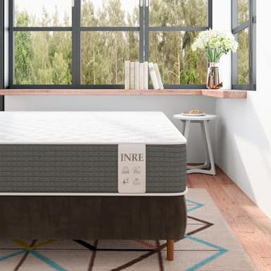 INRE Matelas 140x190, Épaisseur 25cm, Matelas en Mousse à Mémoire de Forme, Confort Équilibré, Soutien 7 Zones, Moelleux & Respirant, Hypoallergénique, Réversible à Deux Faces, Certifié Oeko-TEX