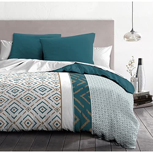 Home Linge Passion Parure DE Couette 220x240 Ethno Bleu Canard