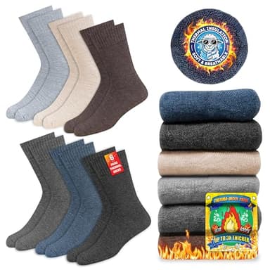 SOXCO Chaussettes Chaudes pour Hommes et Femmes - Chaussettes d’Hiver Thermiques, Lot de 6 Paires