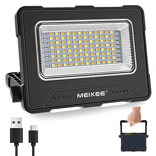 MEIKEE Projecteur LED Rechargeable, Lampe de Chantier Portable de Batterie Rechargeable 12000mAh, 4 Modes, 5 Luminosités, 2 Aimants, Lampe de Travail pour Pêche Camping Garage Atelier