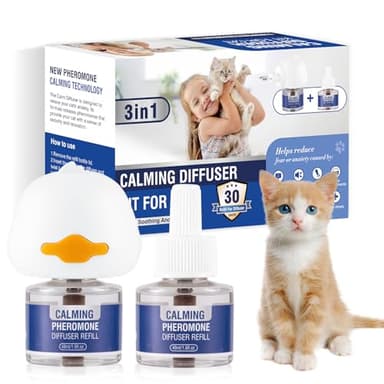 Pheromones Chat Feromone 3 in 1 pour Diffuseur Pheromone PhéRomones Anti Stress Prise Calmant Apaisant Apaiser Chats Conflit FéLines Relaxantes Calmantes Insipide (1 Prise + 2 Recharges)