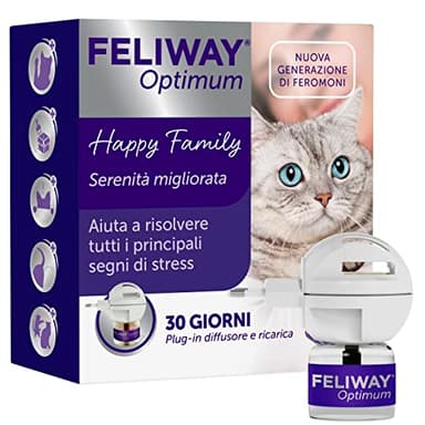 Feliway® Optimum - Kit anti-stress apaisant pour chats composé d’un diffuseur et d’une recharge de 48 ml de phéromones félines plus forts pour détendre et calmer les chats stressés