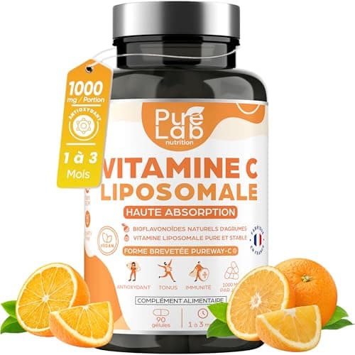 Vitamine C Liposomale 1000mg - Haute Absorption - Immunité, Antioxydant, Tonus - Formule Brevetée PureWay™ - Sans Lactose, Sans Gluten - Fabriqué en France - 90 gélules, Cure de 1 à 3 mois