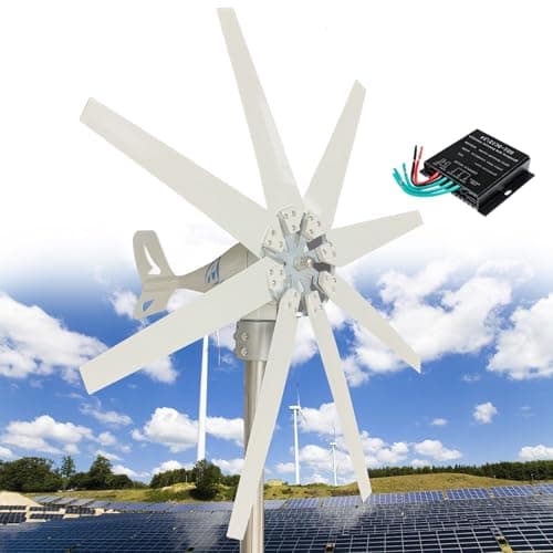 Fablestoryem Kit Générateur éolien, 14000W 12V/24V/48V/110V/220V, 8 Pales, Contrôleur MPPT, Faible vibration, bruit, pour Marine, Camping-Car, Maison, Système éolien Solaire Hybride, 220V