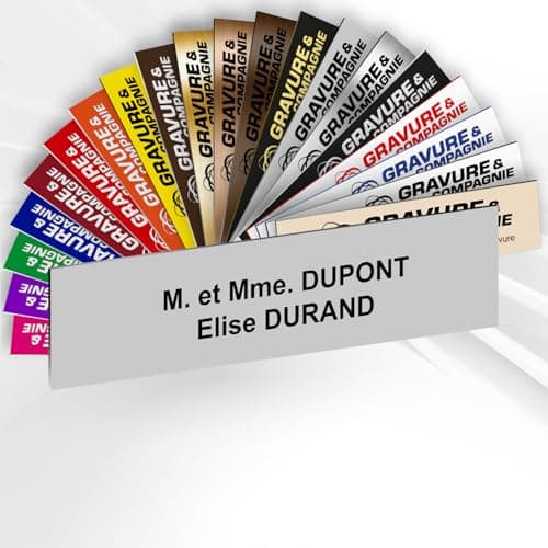 Plaque de Boîte Aux Lettres Personnalisée Adhésive PVC – 10 x 2,5 cm – Gravure Laser – 20 Couleurs Disponibles (Gris Mat)