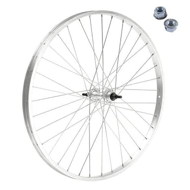Ecovelo - Roue avant complète (jante, rayons et moyeu) pour VTT, vélo de ville, 26" x 1 3/8"