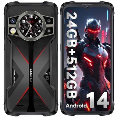 CUBOT Kingkong 9 Téléphone Portable Incassable Android 14, 24GB+512GB Smartphone Incassable, 10600mAh/33W, 120Hz 6.58” FHD+, 100MP+24MP Vision Nocturne, 1.32" Écran/4G Dual SIM/IP68 Téléphone Chantier