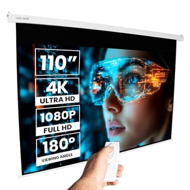 Luxscreen Ecran de projection electrique 110" 16:9 , 243 x 138cm , Télécommande radiofréquence, nécessite un espace d'installation de 280cm, Mat