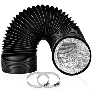 150mm Tuyau d'Evacuation Flexible en Aluminium PVC 2.5m Long Tube de Ventilation pour Extracteur d'Air, Climatisation, Sèche-linge (ø150mm*2.5m)