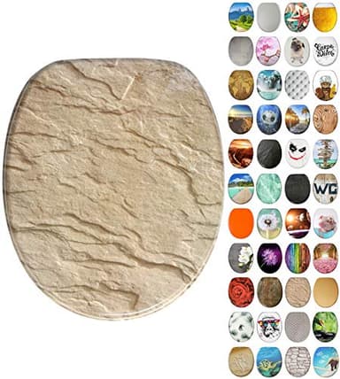 Sanilo Abattant WC frein de chute, Grande sélection de lunettes de toilette, Finition de haute qualité, Fixation facile (Sand Stone)