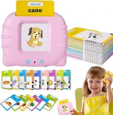 Felly Cartes Flash Cartes Parlantes Italien, Jeux Éducatifs Stimuler Langue 1 2 3 4 5 Ans, Jouets d'apprentissage pour Enfants, Jeu Montessori Écouter et Apprendre de Base 224 Mots (Rosa)