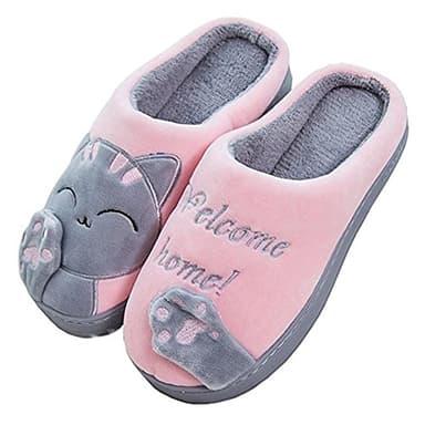 Cliont Mignon Chat Pantoufles Pantoufles Intérieur Anti Slip Chaussures pour Les Femmes Et Les Hommes,Rose,39/40 EU(Taille Fabricant: 40/41)