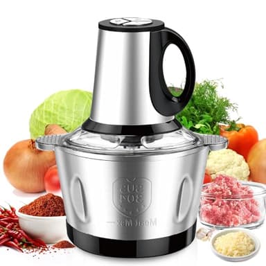 600W Hachoir Électrique, Bol en Acier Inoxydable 2L, Robot Culinaire électrique 3 Vitesses Pour La Cuisine, Nourriture Pour Bébé, Complément Alimentaire Pour Animaux