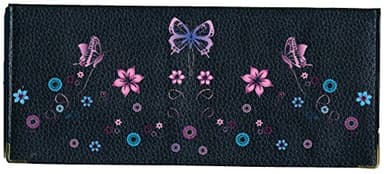Syl'la Porte chéquier Papier et Carte en Cuir Noir pour chéquier Long talong à Gauche pour Femme (Papillon)