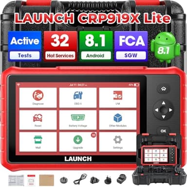 LAUNCH X431 CRP919X Lite Valise Diagnostic Auto, Bidirectionnel Outil de Diagnostic Scanner avec 32+ Hot Service, Système Complet OBD2 Diagnostic Français, Réinitialisation TPMS/ABS/D.PF, FCA AutoAuth