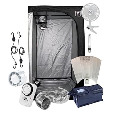 Kit Box Culture Indoor 80x80 / 100x100 / 120x120cm avec Lampe HPS 250W / 400W / 600W Classe 2 + Ventilation | Starter Pack Chambre de Culture "Prêt-à-Brancher | Growshop (100x100x200cm - 400W)
