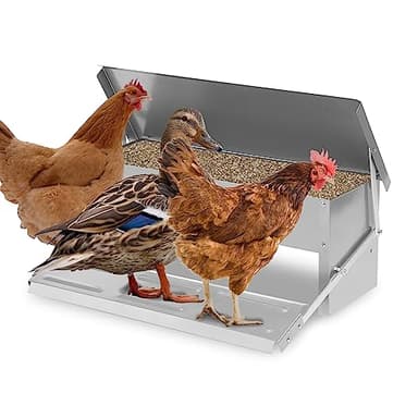 Aopunly 1 distributeur automatique de nourriture pour poulets avec couvercle, pédale de 5 kg, mangeoire à ouverture automatique