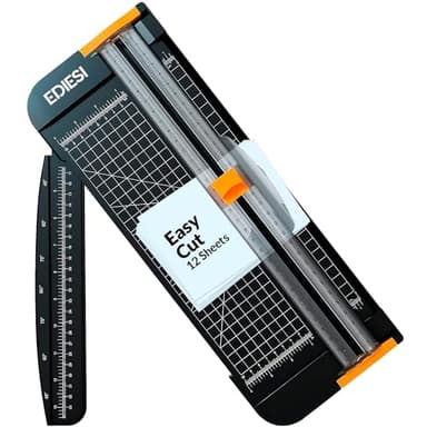 Ediesi, Massicot, A4, Coupe Papier, Guillotine, pour Home, Verrouillage automatique, avec règle d'extension, pour le papier, les photos, les coupons et les étiquettes (Noir)