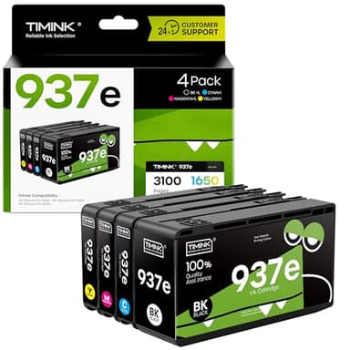 Lot de 4 cartouches 937XL (avec puce) compatibles avec HP 937E 937 XL pour HP OfficeJet 9110b 9130b 9120b 9117b (noir et couleurs)