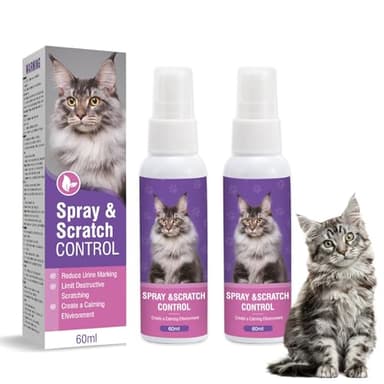 60ml*2 Pièces Spray Anti Stress Chat Apaisant Calmant pour Catly Les Chats Pheromones PhéRomones Pheromone Prise Apaiser Conflit FéLines Relaxantes Et Calmantes Agité Stressé Herbe à Catnip M