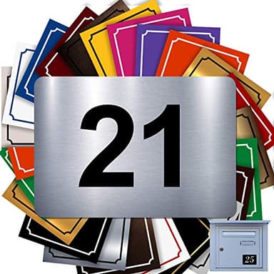 Numéro Pour Boîte Aux Lettres Adhésif - Numéro De Maison PVC – Plaque Gravée À Personnaliser - MEDIUM 7 x 5 cm (Gris Alu Brillant)
