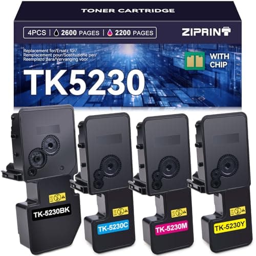 ZIPRINT TK5230 Compatible pour Kyocera TK-5230K TK5230 TK-5230Y TK-5230 TK-5230M TK-5230C Toner pour Kyocera ecosys m5521cdw M5521cdn P5021cdw P5021cdn M5521cdw P5021 M5521(Noir Cyan Jaune Magenta)