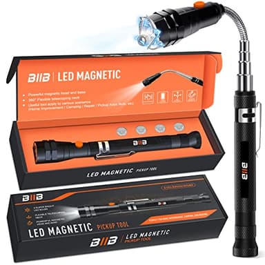 BIIB Idee Cadeau Homme, Cadeau Fete des Peres, Outil Magnétique Télescopique Avec LED Gadget Insolite Utile, Cadeau Homme Original, Cadeau Fête des Pères, Cadeau Anniversaire Homme