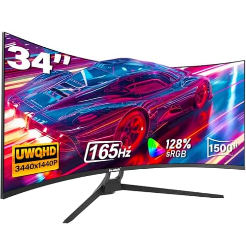 Gawfolk 34 Pouces Ultrawide Curved Gaming Monitor, 1500R PC Screen 165hz UWQHD 3440x1440, écran d'ordinateur incurvé avec FreeSync et Eye Care Technologie, supporte VESA 75 x 75 mm