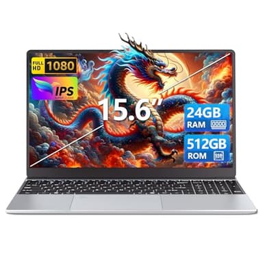 Ekonavi Ordinateur Portable 15,6 Pouces, 24 Go de RAM 512 Go de SSD, PC Portable Celeron N5095 1920 x 1080 FHD Touch ID, Laptop WiFi Double Bande Win11 Pro, avec Clavier rétroéclairé Pleine Taille