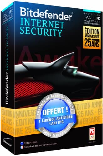 Bitdefender Internet Security (1 poste, 1 an) + 1 an d'antivirus offert - offre anniversaire 25 ans