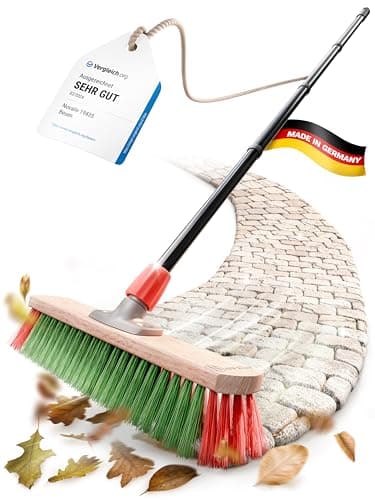 Novaliv Balai de jardin avec manche - 40 cm - Poils élastiques - Idéal comme balai d'extérieur - Balai de rue avec manche - Poils durs - Balai de terrasse - Balai d'écurie - Balai industriel - Pour